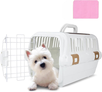 Hard-Sided Plastic Dog and Cat Kennel,Two-Door Pet Carrier, Plastic Wire Door, Top or Front Loading,Pets up to 22LBS,Fully Breathable, Perfect for Traveling/Hiking/Camping/Veterinary Visits