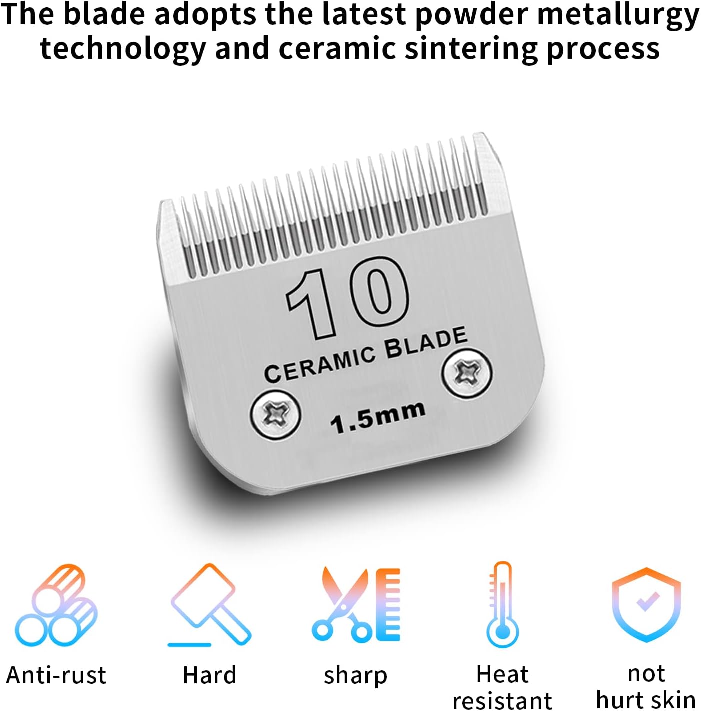3 Pack 10# Detachable Pet Dog Grooming Ceramic Blades,Compatible with Andis,Oster A5,Wahl KM-10 Series,Size #10 Blade 1/16-Inch 1.5MM Cut Length