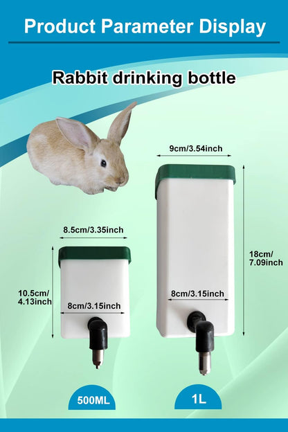 Rabbit Drinker 1000 ml No Drip Small Animal Water Bottle 1L Nipple Drinking Bottle for Rodent Bunny/Ferret/Hamster/Guinea Pig Chicken Pet (1L)