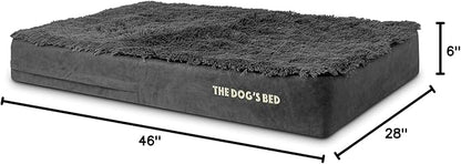 The Dog’s Bed Orthopedic Memory Foam Dog Bed, XL Grey Fur, Pain Relief for Arthritis, Hip & Elbow Dysplasia, Post Surgery, Lameness, Supportive, Calming, Waterproof Washable Cover