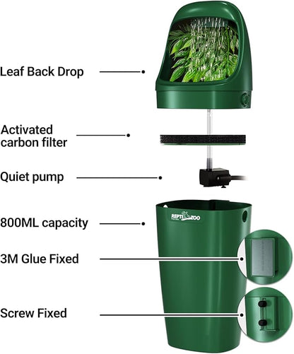 REPTIZOO Reptile Waterfall Automatic Reptile Drinking Fountain Water Dispenser, Chameleon Water Fountain Water Dripper for Bearded Dragon Iguana Frog Gecko