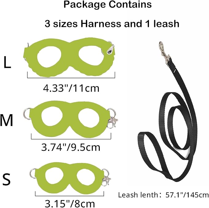 3 Pack Sugar Glider Harness and Leash Set Small Animal Training Walking Vest for Squirrel Hamster Rat-Green