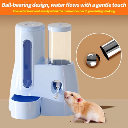 2-in-1 Hamster Water Bottle & Food Dispenser - Leak-Resistant Design for Glass/Wire Cages (120ml/4oz BPA-Free + Double Seal Nozzle) Dwarf Hamster & Mice Essentials (Blue, 6.3×5.1×4.3)