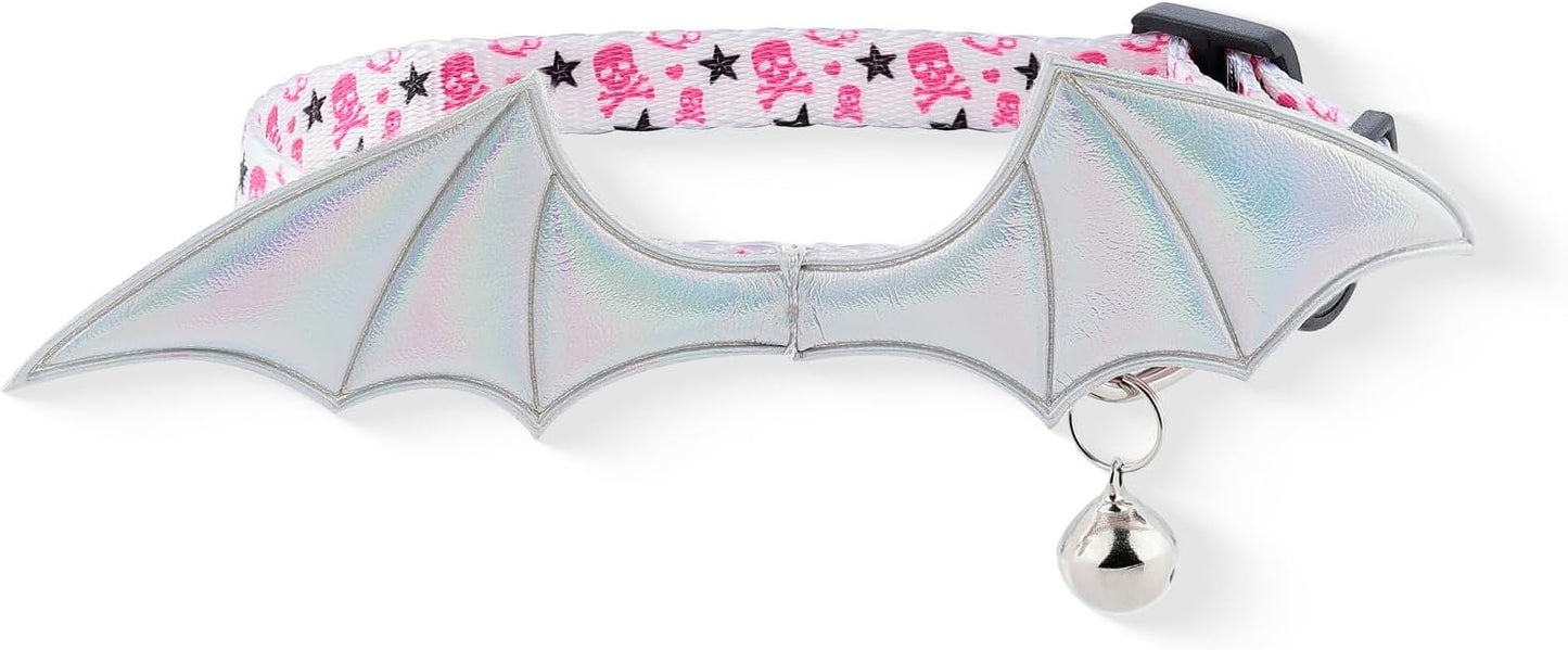 1 PC Bat Wing Cat Collar with Bell, Adjustable Kitten Collar with Safety Breakaway Buckle for Boy&Girl Cats, Halloween Christmas Cat Accessories for Kitten Puppy