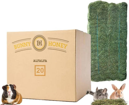 Fresh Alfalfa Hay 20Lbs by Bunny Honey - Natural Hay for Guinea Pigs, Rabbits, Hamsters, Hedgehogs, and More Small Animal Pets - Not Blended, Green Chopped & Delivered Fresh
