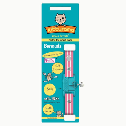 Kittyrama Bermuda Cat Collar with Bell - Breakaway Quick Release, Lightweight, Soft & Comfy
