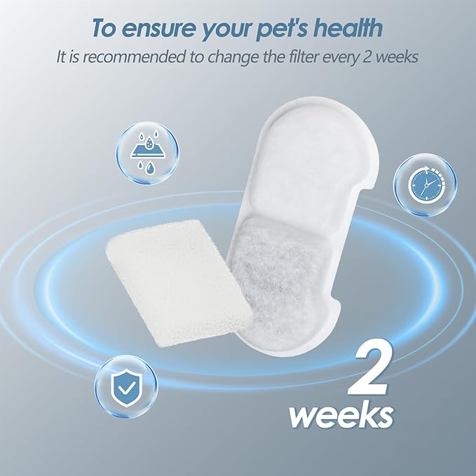 Official 4 Packs Cat Water Fountain Replacement Filters & Pre-Filter Sponges for 101oz/3L Stainless Steel Cat Water Fountain