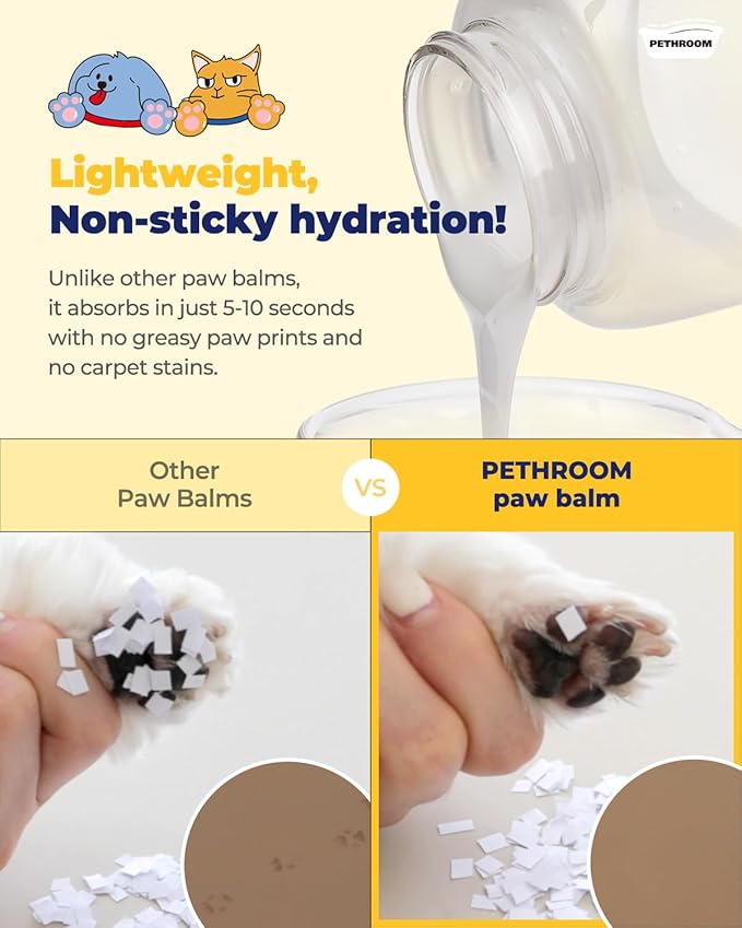 [PETHROOM] Roll-on Paw Balm for Cats & Dogs | Lick-Safe, Super Moisturizing Paw Protector | Soothing Protection from Hot Pavement | Easy to Apply | Quick Drying, Non-Sticky, Non-Staining 2.87 fl.oz.