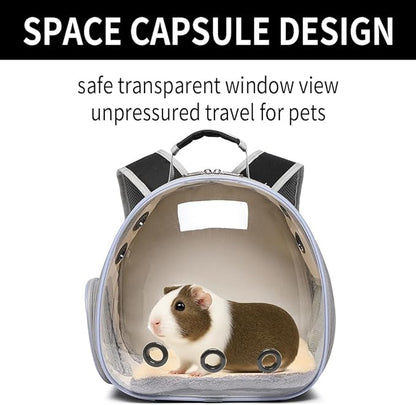 Bunny Carrier, Guinea Pig Carrier,Small Animal Carrier Backpack for Rabbit,Bearded Dragon, Lizard,Hamster,Kitten. Breathable Pet Travel Cage Bag Perfect for Vet Visits & Outdoor Adventures (Black)