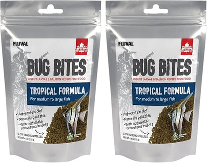Fluval Bug Bites Tropical Fish Large Granules 4.4 oz, A6579, Brown (Pack of 2)