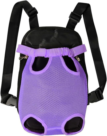 FEimaX Dog Carrier Backpack Pet Legs Out Front Cat Travel Bag, Adjustable Puppy Backpacks Carriers Hands-Free for Small Medium Dogs Cats Hiking Traveling Camping Daily Walking (X-Large, Purple)