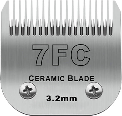 Detachable Pet Dog Clipper Blades, Compatible with Andis Size-7FC Cut Length 1/8"(3.2mm), Most Oster A5, Wahl KM Series Clippers,Made of Ceramic Blade & Stainless Steel Blade