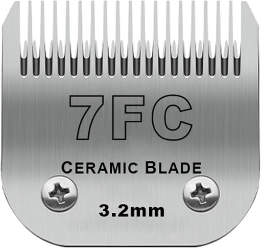 Detachable Pet Dog Clipper Blades, Compatible with Andis Size-7FC Cut Length 1/8"(3.2mm), Most Oster A5, Wahl KM Series Clippers,Made of Ceramic Blade & Stainless Steel Blade
