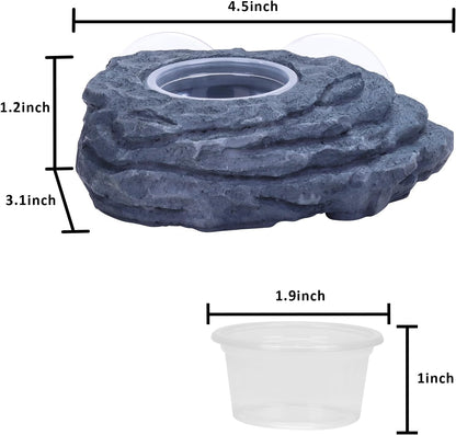 AIICIOO Crested Gecko Feeder Ledge Single Bowl Reptile Food Dish with 3PCS Reptile Feeding Cup Pet Water Dish for Bearded Dragon Snake Frog Tortoise Lizard Chameleon