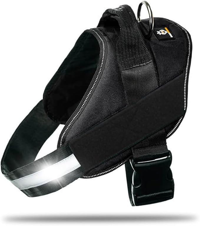 Non Pull Dog Harness with Patch Panels and Handle, Adjustable, Reflective, No Choke, Heavy Duty Easy On Service Dog Vest Harnesses for Medium Large Small Sized Dogs - Black, XS