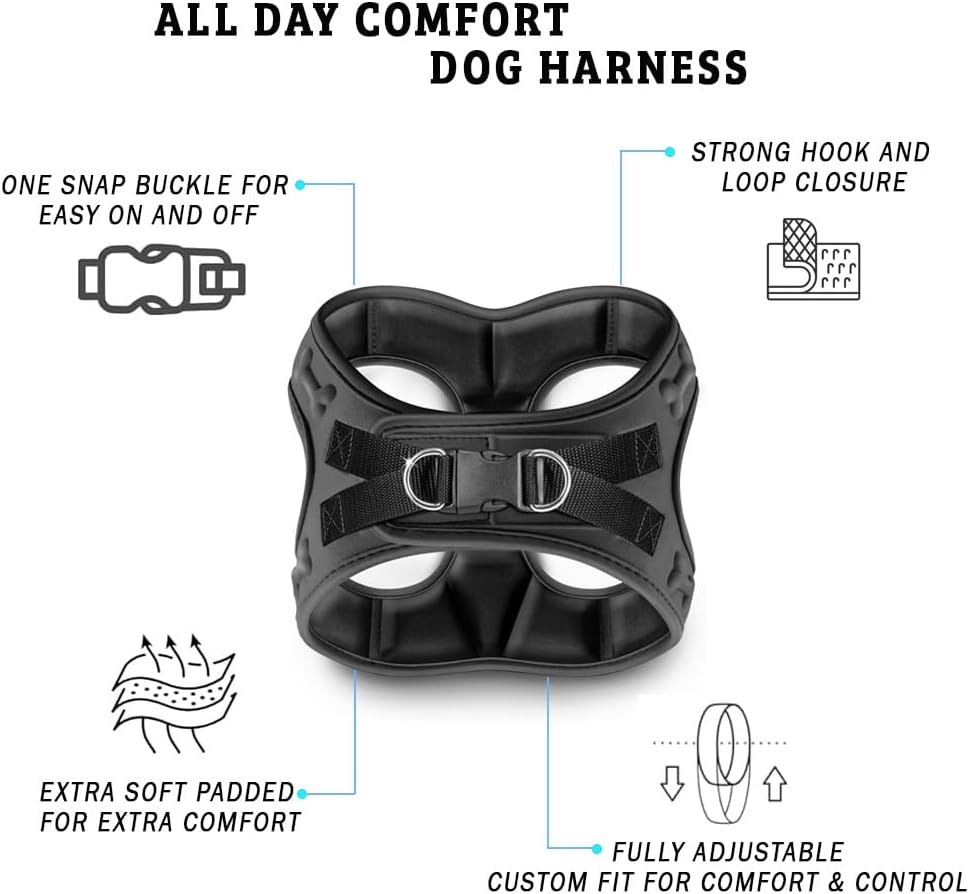 Comfort fit Step-in Dog & Puppy Harness - Comfortable Dog & Puppy Vest: Adjustable, Soft Padded, Easy to Put-on for Small, Medium-Sized Dogs.