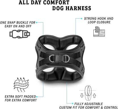 Comfort fit Step-in Dog & Puppy Harness - Comfortable Dog & Puppy Vest: Adjustable, Soft Padded, Easy to Put-on for Small, Medium-Sized Dogs.