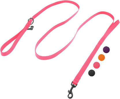 Dog Leash for Teacup Toy Minature and Small Dogs Primary & Traffic Handle The Bulk Multiple Sizes & Colors 5/8” Width Nylon Proudly Made in The USA (Hot Pink, 8 Foot)