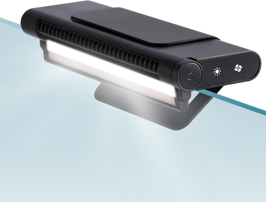 BAOSHISHAN Aquarium Chiller Fan, Powerful Fish Tank Cooler with Light, Adjustable Wind Speed & Brightness, Super Quite Fan for Axolotl Coral Fish Tank