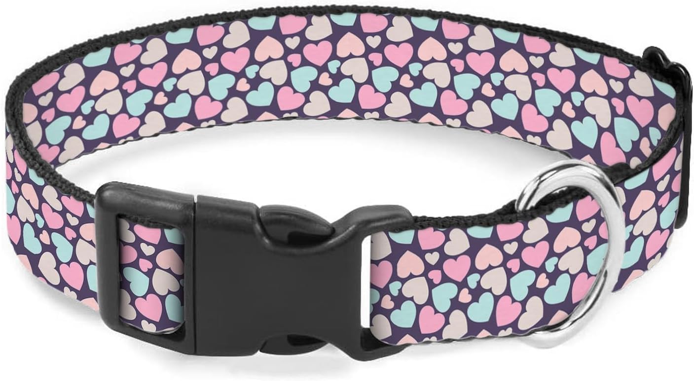 Pink Blue Love Heart Dog Collar Cat Big Neck Collars Soft for Small Extra Large Heavy Duty Pet Dogs