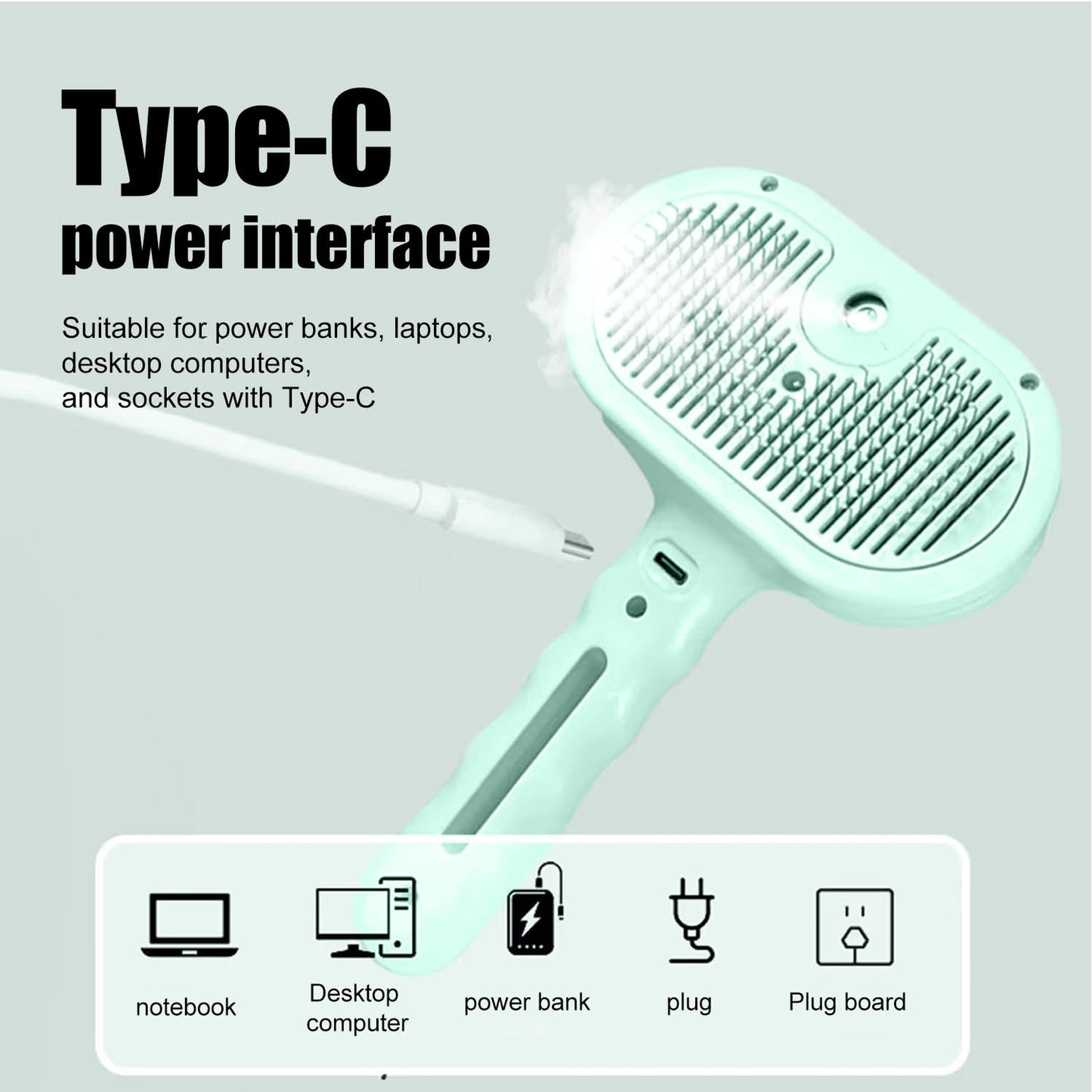 3-in-1 Pet Steam Brush, Grooming Comb with Water Tank for Cats and Dogs, Long and Short Hair (Green)