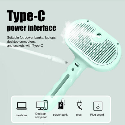 3-in-1 Pet Steam Brush, Grooming Comb with Water Tank for Cats and Dogs, Long and Short Hair (Green)