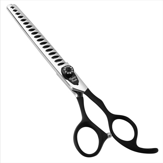 Fenice Peak 8.0'' Dog Chunker Scissors For Grooming 440C Stainless Steel Black Non-Slip Handle Sharp Blades Professional Pet Trimming Scissors for Cats Thinning Rate 75%