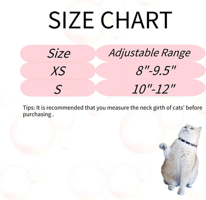 Spiked Cat Collar with Bells, Breakaway Genuine Leather Protective Collar for Kitty, Studs Spikes Punk Style Adjustable for Girl Boy Kittens Small Bunny Rabbit, 10"-12" Black