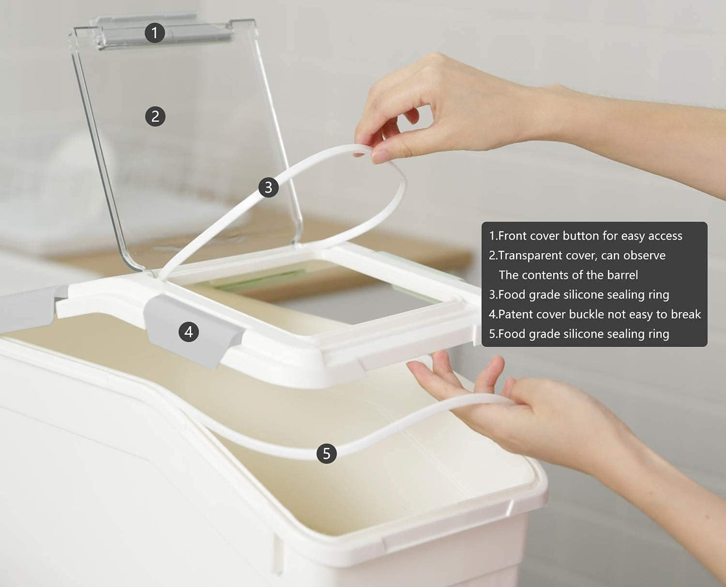 CITY BABY 2 Pack Airtight Flour Storage Container With Scoop,Dry Food, Sugar, Baking Supplies,Rice Container Set -BPA Free- Pet Food Storage Container,Dog Cat Birds Food Bin(50LB)