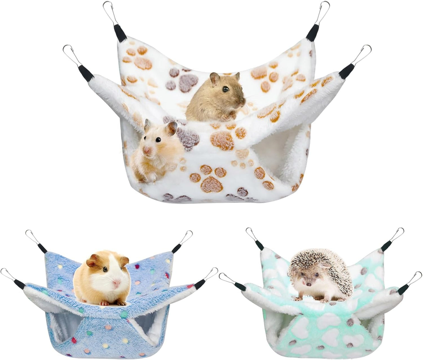 3 Pcs Guinea Pig Hammock, Rat Ferret Hanging Hammock Guinea Pig Accessories for Small Animals Chinchilla Hamster Parrot Sugar Glider Ferret Squirrel (11"×11")