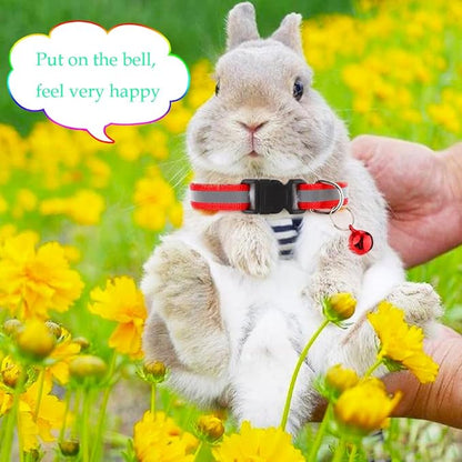 4 Pack Rabbit Adjustable Collars with Bell, Guinea Pig Dragon Luminous Collar, Small Animal Exercise and Interaction Accessories