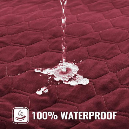 nanbowang Waterproof Dog Bed Covers Replacement Washable Pet Hair Easy to Remove, Dog Pillow Cover Quilted, Pet Bed Cover Lovely Puppy Bed Cover for Dog/Cat (27X36X6 (1pack), Burgundy)