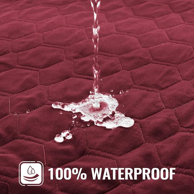 Nanbowang Waterproof Dog Bed, Replacement Washable Pet Pillow Quilted, Easy to Remove, Lovely Puppy Bed Cover for Dog/Cat - 35x44x6, Burgundy