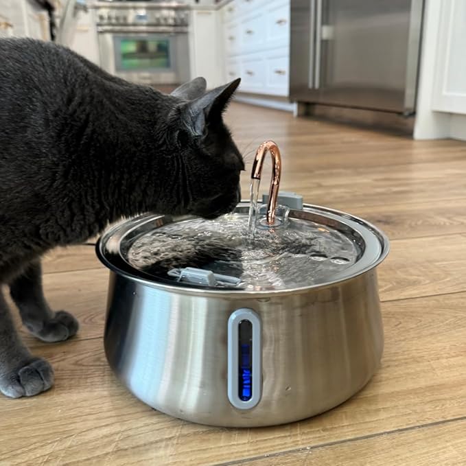 2.0 Large Capacity Stainless Steel Cat Water Fountain – 4L/135oz (Stainless Steel, 4L Corded)