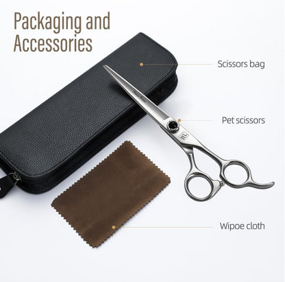 Dog Grooming Scissors: 7 inch Pet Shears Made Of Japanese 9CR Advanced Stainless Steel Professional Grooming Scissors for Dogs Cats and Other Pets