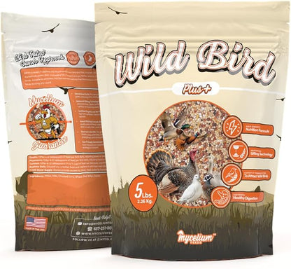 Mycelium Wild Bird Plus Feed (5 LBS) | Organic, Shell-Free Bird Seed for Doves, Pigeons, Quail & Game Birds | Clean, Low-Mess Wild Bird Food for Outside Feeders | No Sunflower | Non-GMO, Made in USA