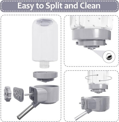 LOS ANDES No-Drip Water Bottle/Feeder for Guinea Pigs/Hamsters/Bunnies/Ferrets/Squirrel/Hedgehog/Other Small Pets, Weather Resistant Cage Water Dispenser for Dogs/Cats, 18.5oz, Gray