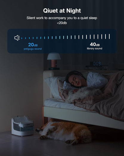 Cat Water Fountain for Drinking, 8-Layer cat Fountain Filter, Ultra-Quiet Pet Fountain for Dogs and Cats 2.4G WiFi(PF1L Marble)