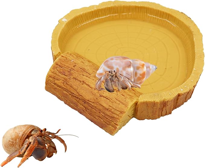 Hermit Crab Pool, Resin Reptile Water Bowl & Bathing Dish, Aquarium Tank Cage Habitat Accessories for Small to Medium Hermit Crab Turtles Lizard Frog Gecko Bearded Dragon