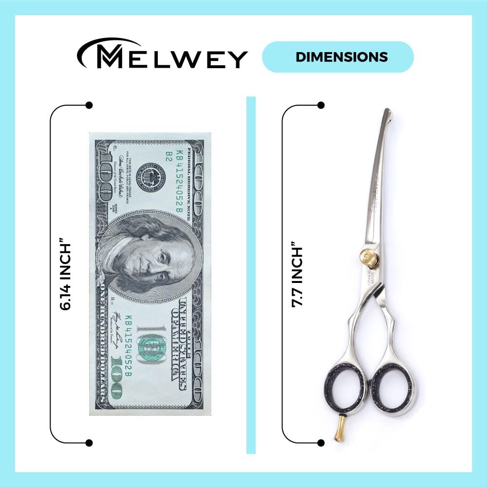 Left-Handed Pet Grooming Scissors Set Pro-Grade Curved Shears for Dogs Cats - Precision Crafted Sharp Blades Comfort Grip - Ideal for Cutting Curving Thinning (LH Round Tip Curved)