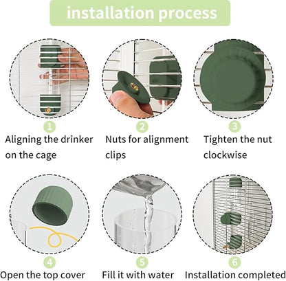 9.4 Fl Oz No Mess Bird Water Dispenser, Automatic Parrot Water Feeder with Spring Valve, Clear Cage Water Drinker for Parakeets Cockatiels Budgies Finch Lovebirds & Canary (Green, 7.4 fl oz (220ml))