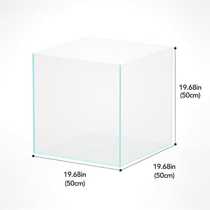 LANDEN 31 Gallon Cube Rimless Low Iron Aquarium Fish Tank,19.7" L × 19.7" W × 19.7" H (50cm x 50cm x50cm) 6mm Thickness with Nano Foam Leveling Mat Included