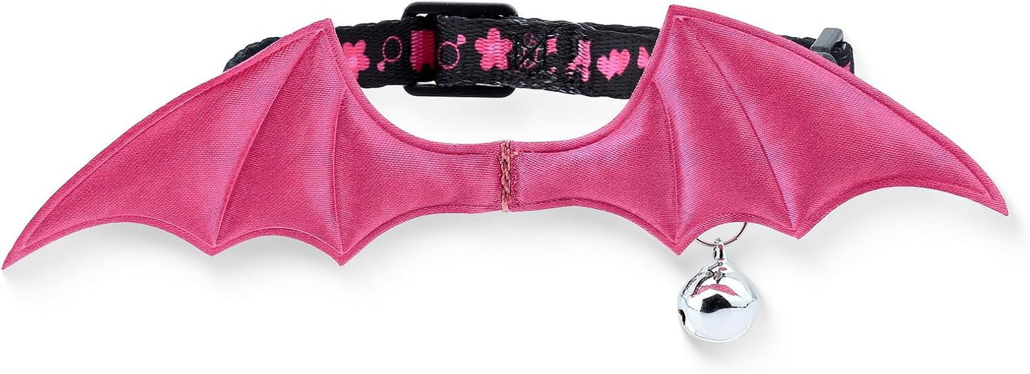 1 PC Bat Wing Cat Collar with Bell, Adjustable Kitten Collar with Safety Breakaway Buckle for Boy&Girl Cats, Halloween Christmas Cat Accessories for Kitten Puppy