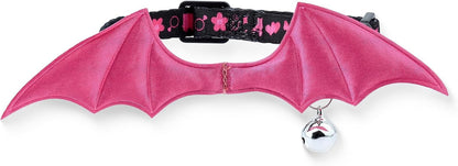 1 PC Bat Wing Cat Collar with Bell, Adjustable Kitten Collar with Safety Breakaway Buckle for Boy&Girl Cats, Halloween Christmas Cat Accessories for Kitten Puppy
