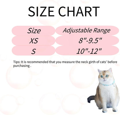 Spiked Cat Collar with Bells, Breakaway Genuine Leather Protective Collar for Kitty, Studs Spikes Punk Style Adjustable for Girl Boy Kittens Small Bunny Rabbit, 10"-12" Blue