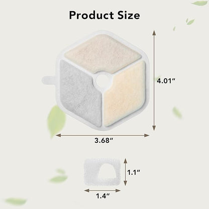 9 Packs Official Replacement Filters and 9 Packs Sponges for 152oz/4.5L Wireless Cat Water Fountain PTM-643