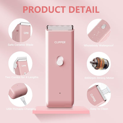 Pink Dog Cat Clippers, Home Professional Cordless Cat Grooming Tools for Dog Thick Coat Clippers, Low Noise Pet Hair Trimmer Kits with 9-Pieces
