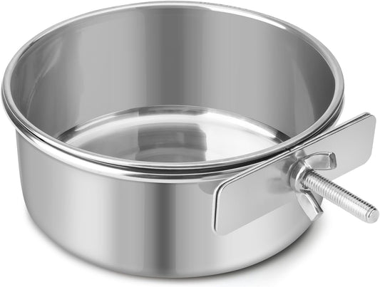 Dog Bowl Stainless Steel Pet Hanging Food Water Bowl Cage Feeding Cup Feeder for Dogs Cats Rabbits Birds Small Animal (Medium)