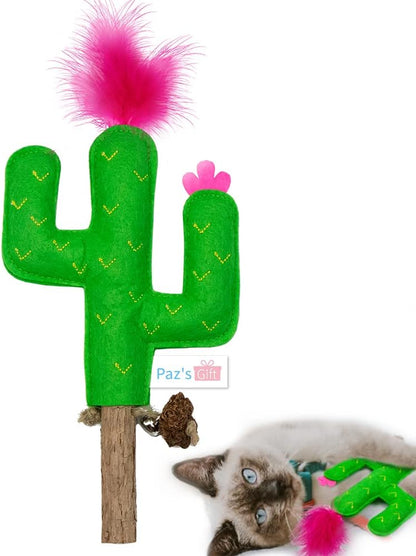 PAZ'S GIFT Catnip Toys - Cat Kick & Rope Toys for Indoor Play, Cat & Kitten Teething Chew Toys for Aggressive Chewing & Teeth Cleaning (Polygonum tinctorium Cactus)