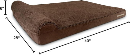 The Dog’s Bed Orthopedic Headrest Dog Bed XXXL Brown Plush, Memory Foam, Pain Relief for Arthritis, Hip & Elbow Dysplasia, Post Surgery, Lameness, Waterproof Washable Cover